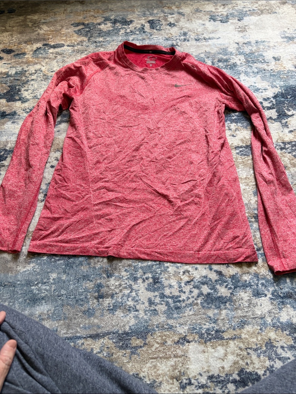 Nike Red Heather Long Sleeve Performance Shirt